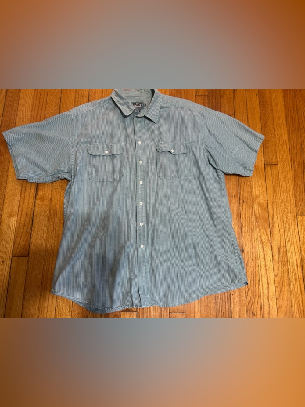 Woolrich Men's Blue White Short Sleeve Striped Button Up Shirt Size XXL
